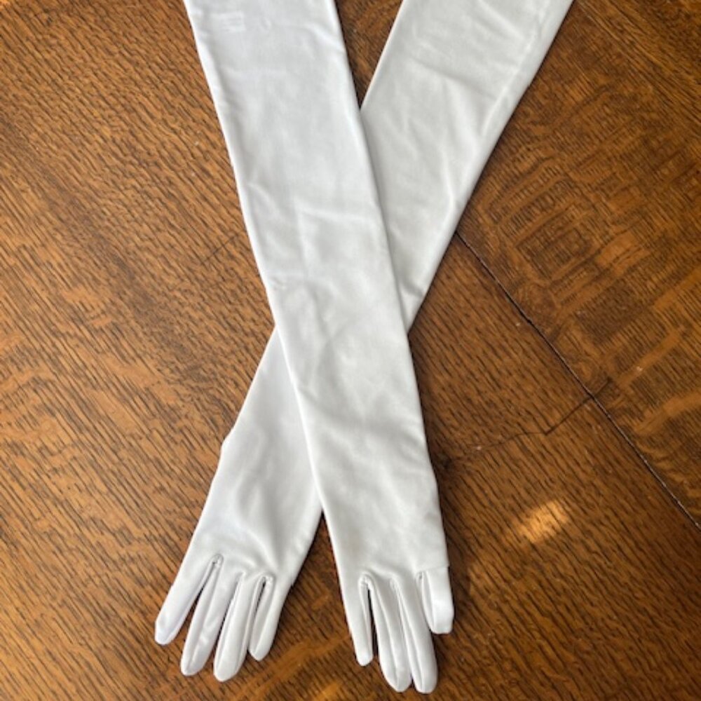NWT White Satin Full Arm Gloves